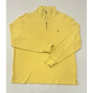 Polo Ralph Lauren Adult Men Pullover Sweatshirt 2XL Yellow Quarter Zip Blue Pony